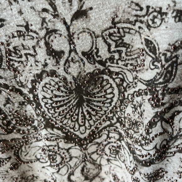 Miss Me Beige and Brown Top with decorative bling on front. - Picture 10 of 10